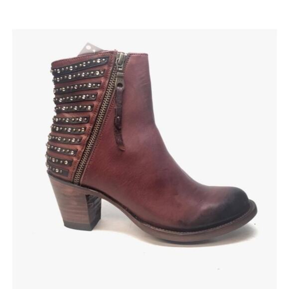 Denver Lady Gabriel Brown Leather Studded Ankle Boots size 6.5 - Picture 1 of 12